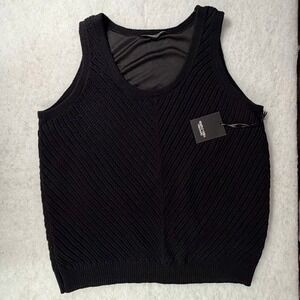 Simply Vera Black Crochet Knit Tank Top XXL New 100% Cotton Lined Shell